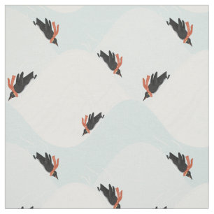 Tissu Pingouins joueurs glissement sur Motif de neige