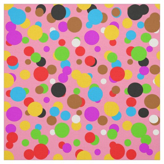 Tissu Pink Background Colorful Polka-dots Design (Échantillon)