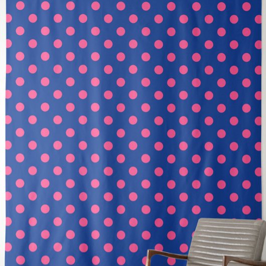 Tissu Pink On Blue Polka Dots Pattern Design