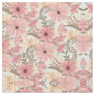 Tissu Pink Sage Vert Floral Feuille Motif d'aquarelle