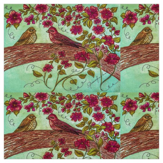 Tissu Pinsons Vintage (Échantillon)