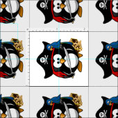 Tissu Pirate Penguin avec perroquet (Carreau)