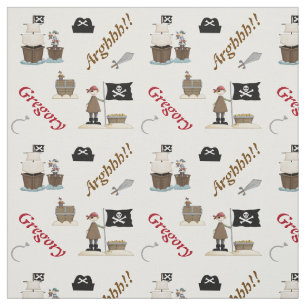 Tissu Pirates et bateaux pirates personnalisés avec le n