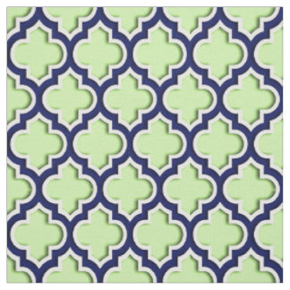 Tissu Pistachio Green, Quatrefoil Marocain Marine #5DS
