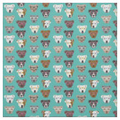 Tissu Pitbulles aux lunettes turquoise (Échantillon)