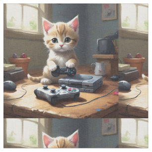 Tissu "Pixel Paws : The Gamer Kitten in Action"