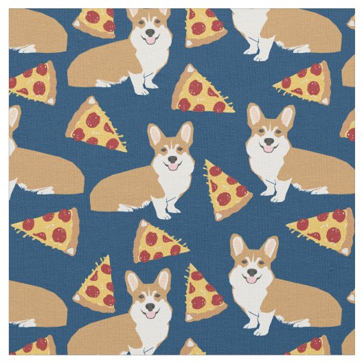 Tissu Pizza motif de chien de Corgi (Fermer)