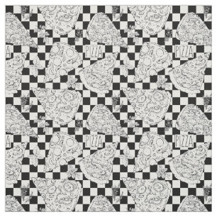 Tissu Pizza Restaurant Chef À damiers noir et blanc