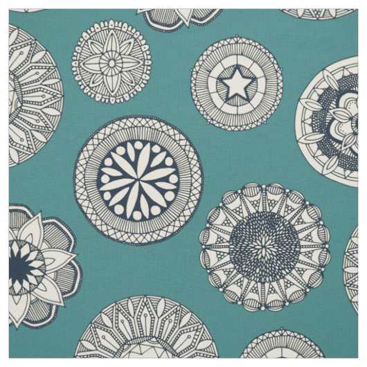 Tissu place du cirque de mandala turquoise (Échantillon)