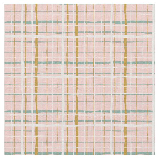 Tissu Plaid blanc ocre vert rétro  (Fermer)