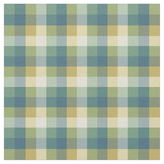 Tissu Plaid Checkered vert, bleu et jaune (Fermer)