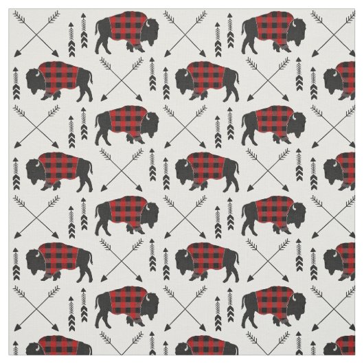 Tissu Plaid de Buffalo rouge et noir (Échantillon)