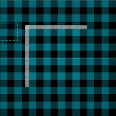 Tissu Plaid de buffle noir et turquoise foncé (Carreau)
