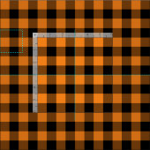 Tissu Plaid de buffle orange et noir (Carreau)