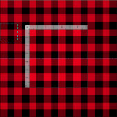 Tissu Plaid de buffle rouge et noir brillant (Carreau)