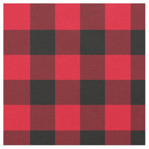 Tissu Plaid de buffle rouge et noir brillant