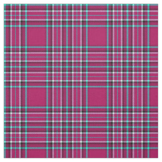 Tissu Plaid de rose et d'Aqua, avec rayure blanche/noire