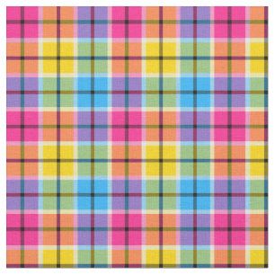 Tissu Plaid de roses indien, jaune et bleu coloré
