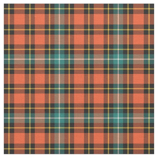 Tissu Plaid d'Halloween orange foncé, vert et noir (Fermer)