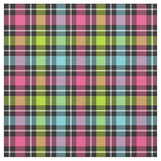 Tissu Plaid Girly Checkered au néon (Fermer)