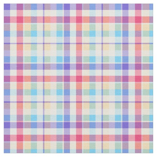 Tissu Plaid Girly de pourpre, rose et bleu (Fermer)