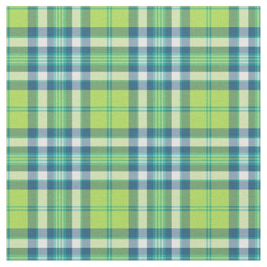 Tissu Plaid Lime vert, turquoise et bleu (Fermer)