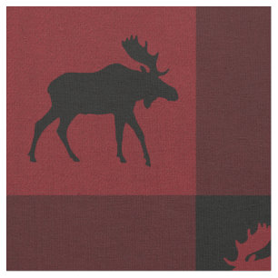 Tissu Plaid noir rouge de contrôle d'orignaux