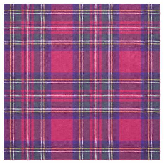 Tissu Plaid rose fushia, bleu/vert/or/blanc (Échantillon)