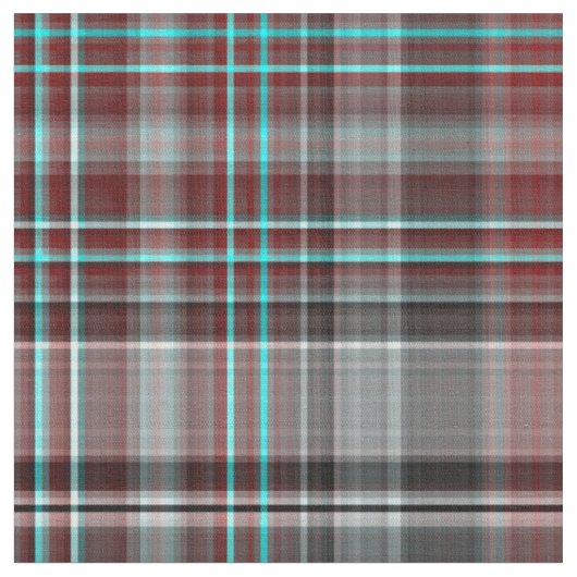 Tissu Plaid rouge, gris et turquoise (Fermer)