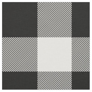 Tissu Plaid rustique de bisons noirs et blancs