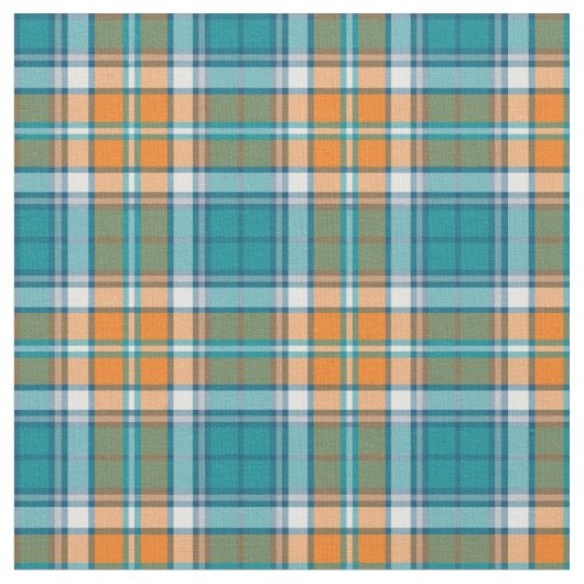 Tissu Plaid sportif turquoise et orange (Fermer)