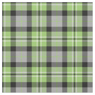 Tissu Plaid vert clair, gris, noir et blanc