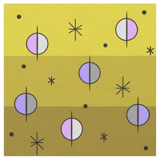 Tissu Planètes de l'âge de l'espace rétro Étoiles ocre J (Fermer)
