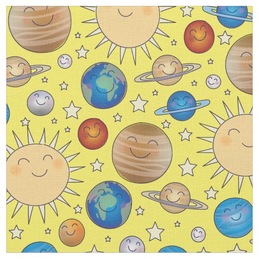 Tissu Planètes spatiales Système solaire (Fermer)