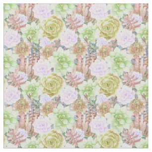 Tissu Plantes succulents Peinture aquarelle