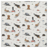 Tissu Playground Cavalier CKCS Espagnols blanc (Échantillon)