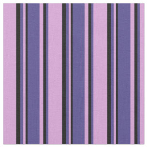 Tissu Plum, Ardoise foncée Bleu & Noir Lignes de Couleur
