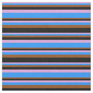 Tissu Plum, bleu, Brown et Motif noir