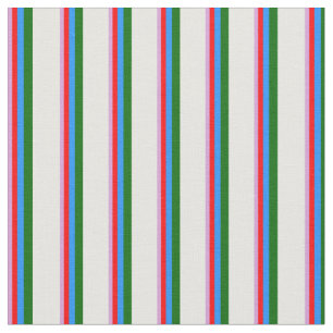 Tissu Plum, Rouge, Bleu, Vert foncé & Blanc Lignes de co