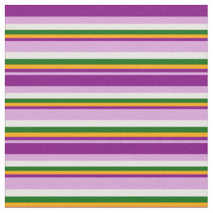 Tissu Plum, Violet, Orange, Vert foncé & Blancs