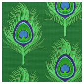 Tissu Plumes de paon, vert de chaux sur le vert vert (Fermer)