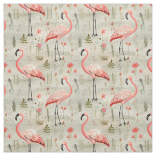 Tissu Plumes et parfum : Flamant rose Whimsy