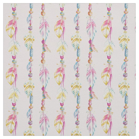 Tissu Plumes et perles étoffe d'aquarelle (Échantillon)