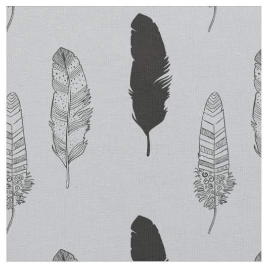 Tissu Plumes grises et noires (Fermer)