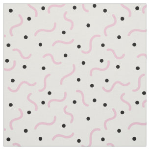 Tissu Poiggles roses et points noirs Memphis Motif