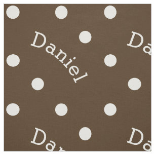 Tissu Point de polka brun chocolat nommé personnalisé