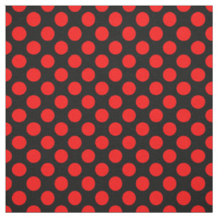 Tissu Point de polka rouge et noir
