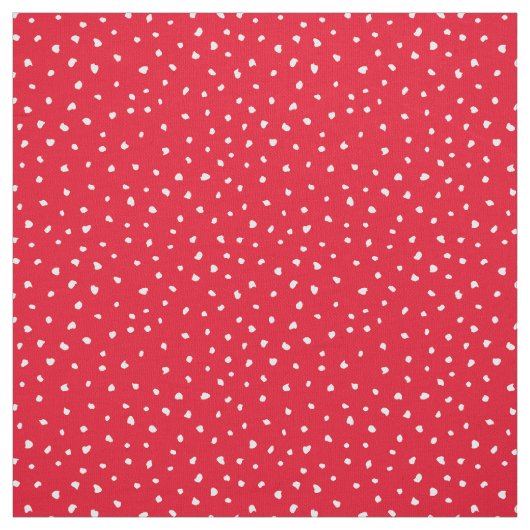 Tissu Points Abstraits à la mode blanche sur rouge vif (Échantillon)