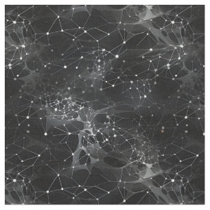 Tissu Points blancs et toiles sur fond noir