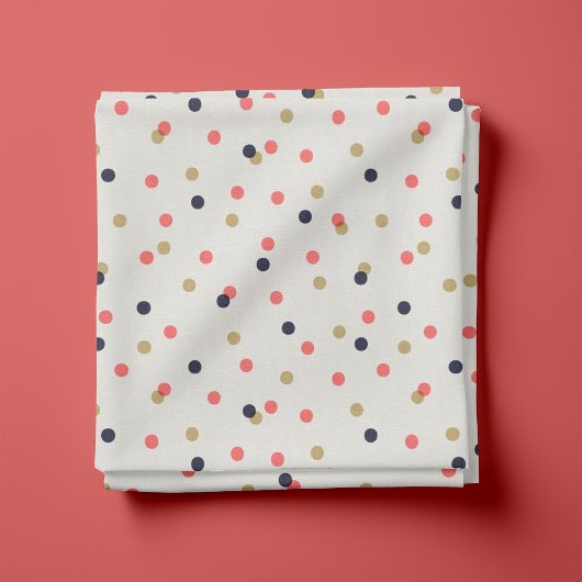 Tissu Points Confetti d'or et de corail de la Marine